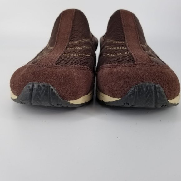 Easy Spirit Women US 8.5 Shoes Mule Clog Slip On Travel Suede Dark Brown Cream - Picture 6 of 15